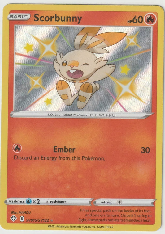 2021 Pokemon Shining Fates Shiny Rare Holo SV015/SV122 Scorbunny