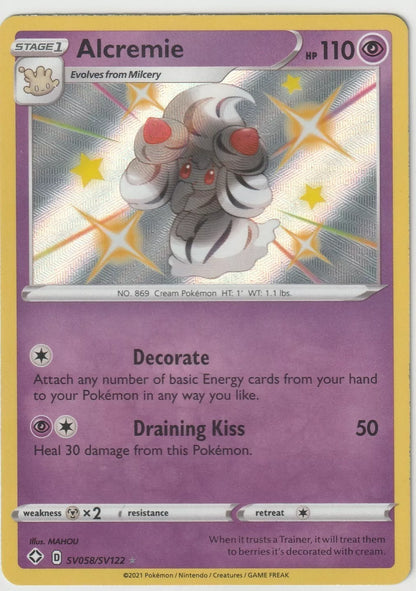 2021 Pokemon Shining Fates Shiny Rare Holo SV058/SV122 Alcremie