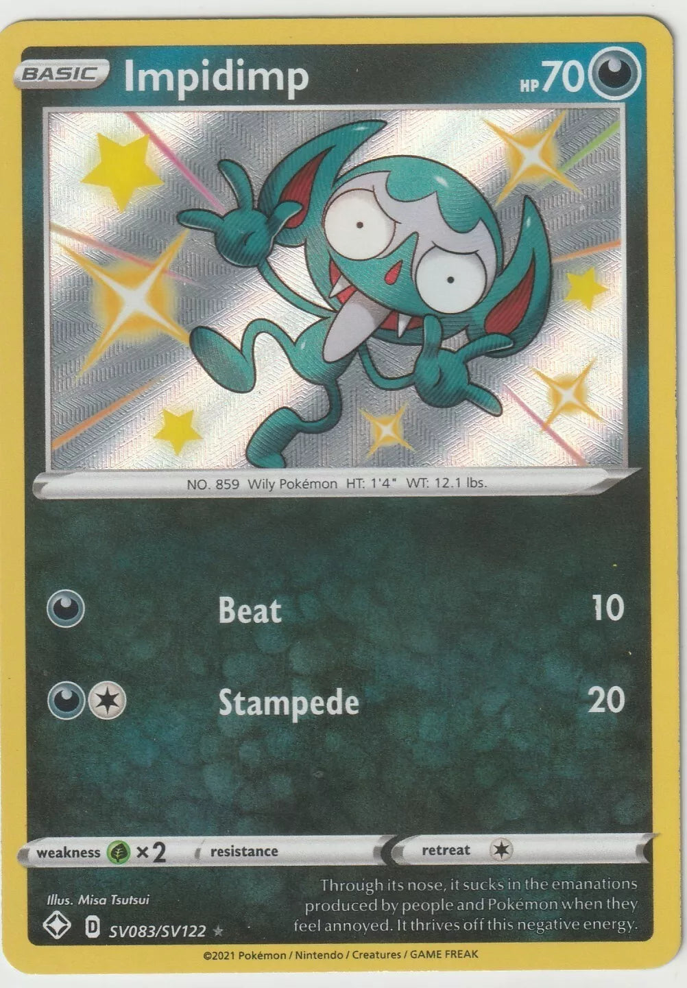 2021 Pokemon Shining Fates Shiny Rare Holo SV083/SV122 Impidimp