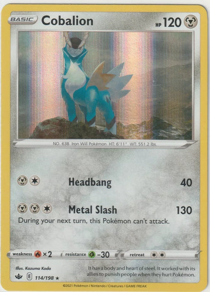 2021 Pokemon Sword and Shield Chilling Reign Holo Rare 114/198 Cobalion