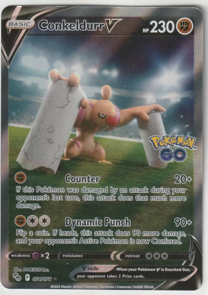 2022 Pokemon Pokemon Go Alt Art Ultra Rare Foil 074/078 Conkeldurr V NM