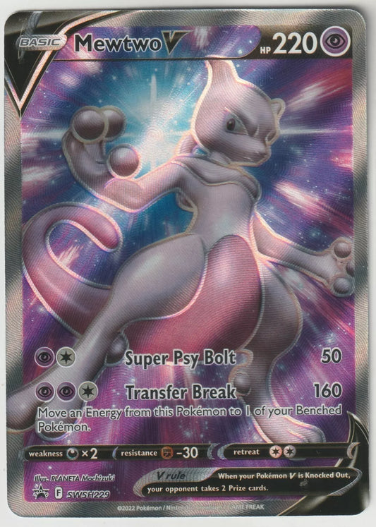 2022 Pokemon Pokemon Go Full Art Black Star Promo Foil SWSH229 Mewtwo V NM