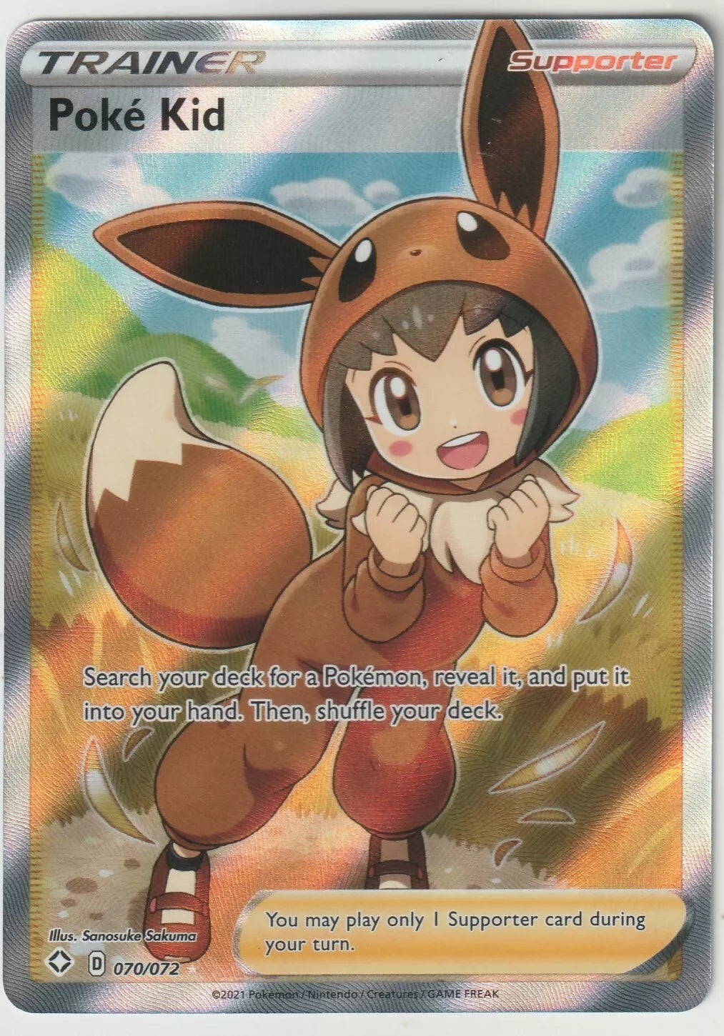 2022 Pokemon Shining Fates Full Art Ultra Rare Trainer Foil 70/72 Poke Kid NM