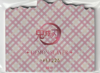 Pink and white checkered pattern with the Demon Slayer logo and serial number (146/225) in gold.