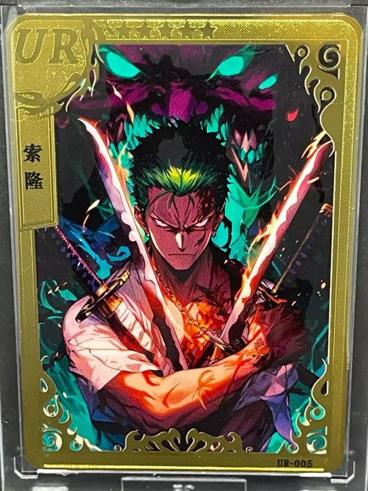 Gold Metal Mixed Anime Card UR005 One Piece Roronoa Zoro King of Hell Ultra Rare