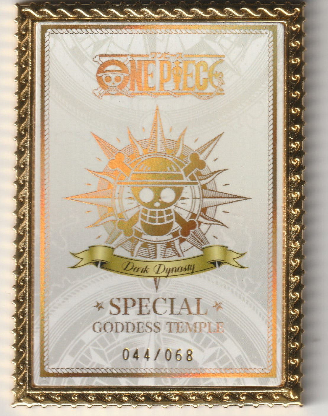 One Piece Dark Dynasty emblem design with gold accents and 'Special Goddess Temple' title.