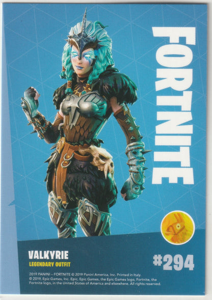 2019 Fortnite Series 1 Fortnite Valkyrie #294 Legendary Outfit Trading Card