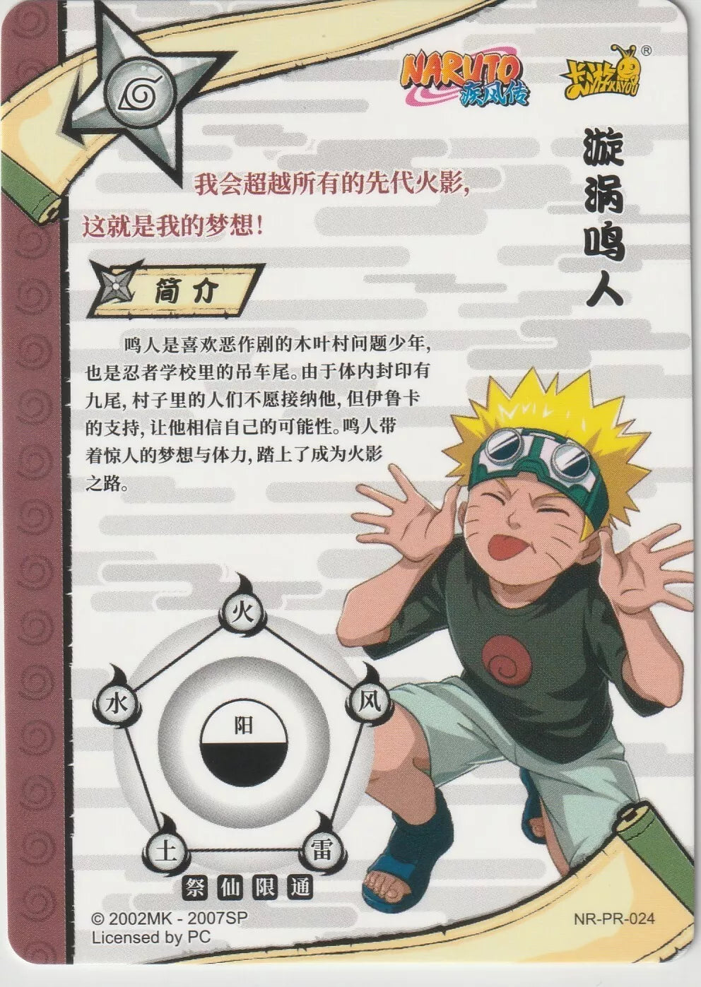 Naruto Kayou Promo Card NR-PR-024 Uzumaki Naruto Goofy Face Funny Shippuden Rare