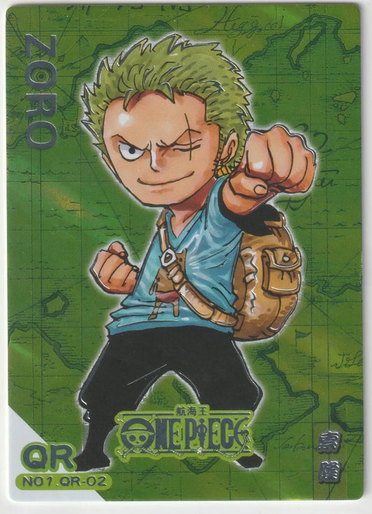 One Piece 26th Anniversary No.1 QR-02 Roronoa Zoro King of Hell Chibi Card