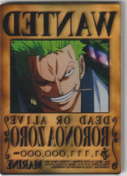 One Piece Anime Acrylic Translucent Thick Card Wanted Poster Roronoa Zoro