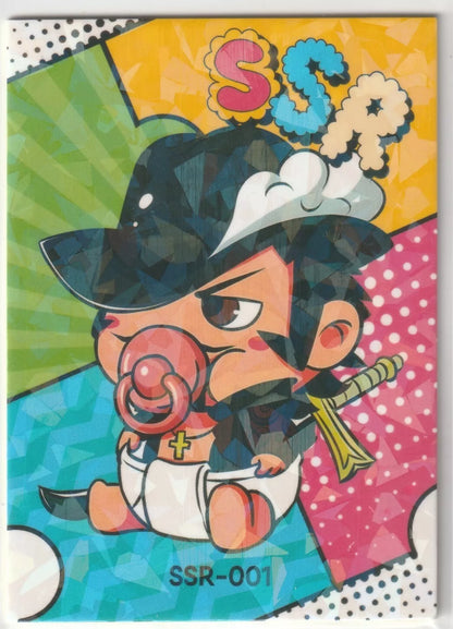 One Piece Anime Card - SSR-01 Dracule Mihawk in Diapers Baby QR Chibi Cute