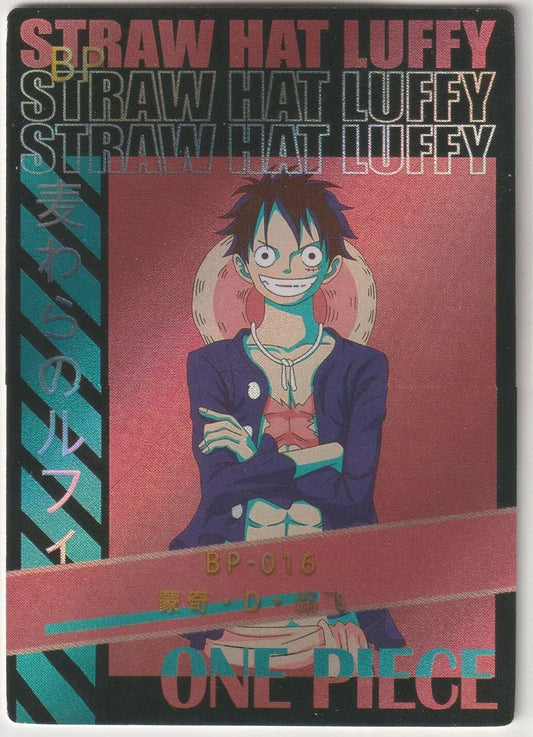 One Piece Anime Card BP-016 Black Pink Foil Poster Style Straw Hat Luffy