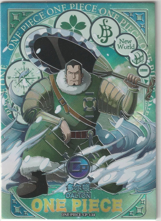 Dalton Drum Kingdom in winter gear on a One Piece CP-134 card with a foil refractor effect, surrounded by snow and a compass.
