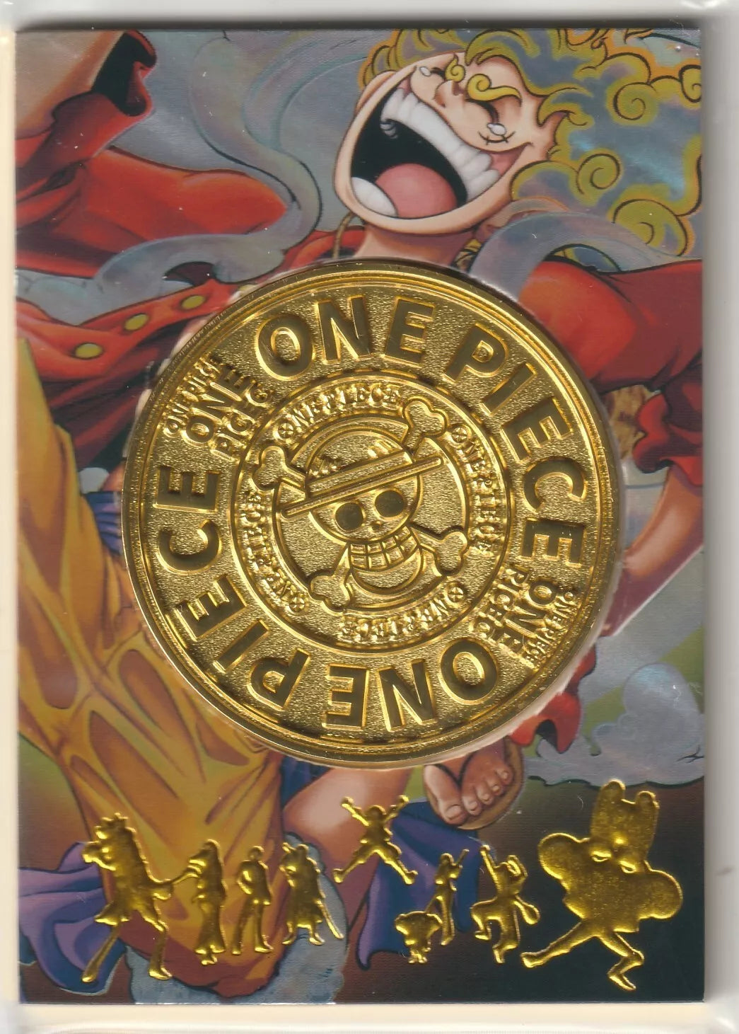 One Piece Anime Card Case Rare Gold Metal Coin Card Monkey D Luffy Joyboy