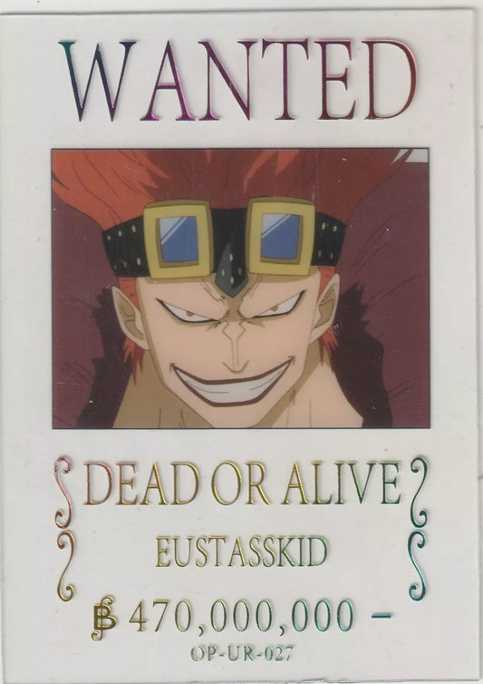 One Piece Anime Card Clear Acrylic Wanted Dead or Alive Eustass Captain Kid