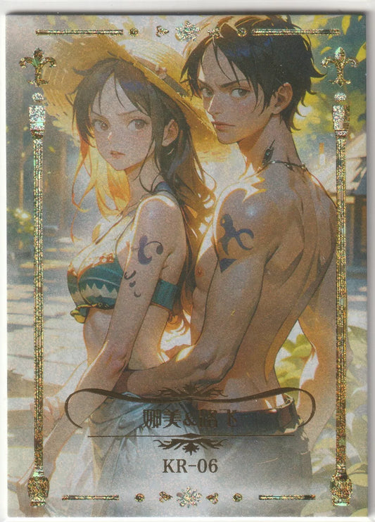 One Piece Anime Card KR-06 Glitter Foil Sexy Waifu Pair Nami and Monkey  D Luffy