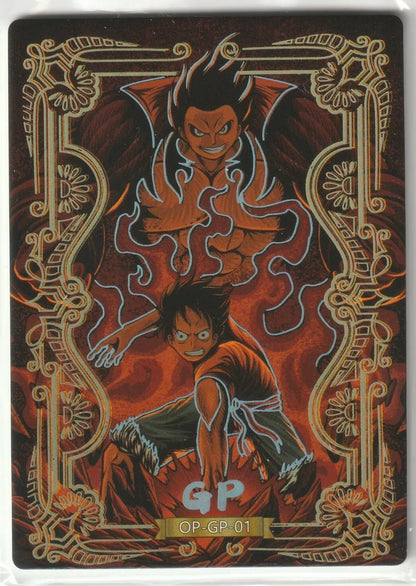 One Piece Anime Card OP-GP-01 Glossy Gold Accent Foil Finish Monkey D Luffy