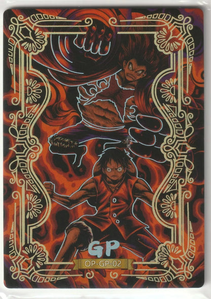 One Piece Anime Card OP-GP-02 Glossy Gold Accent Foil Finish Monkey D Luffy