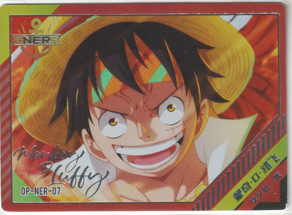 One Piece Anime Card OP-NER-07 Close up Foil Portrait Signature Monkey D Luffy