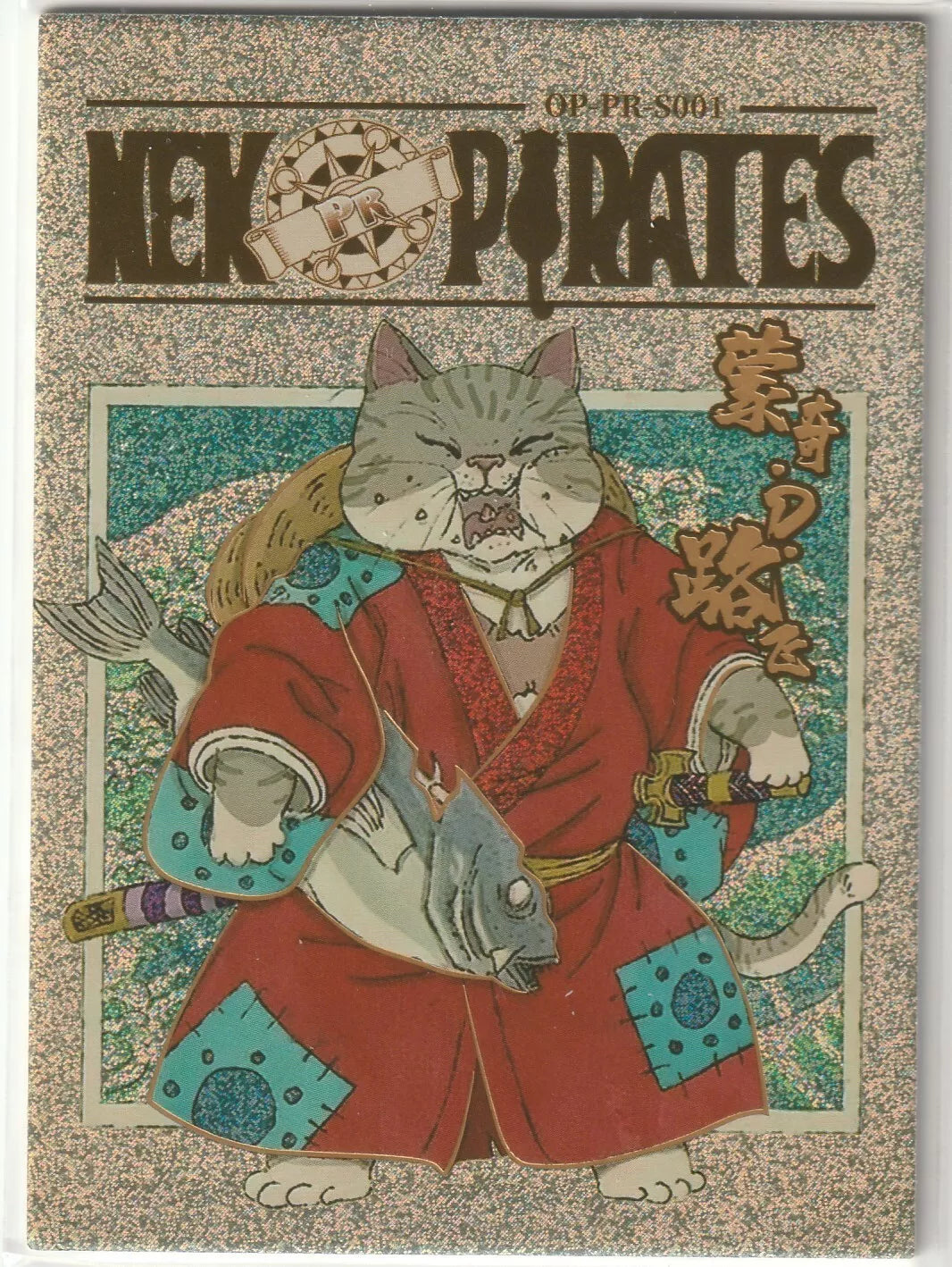 One Piece Anime Card OP-PR-S001 Glitter Foil Neko Pirates Cat Monkey D Luffy