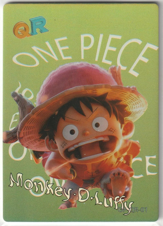 One Piece Anime Card OP-QR-01 Cute 3D Chibi Foil Monkey D Luffy Straw Hats