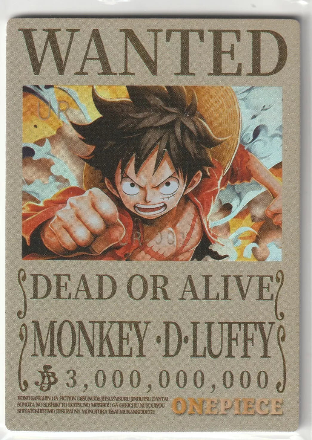 One Piece Anime Card UR-001 Wanted Poster Foil 3B Bounty Monkey D Luffy