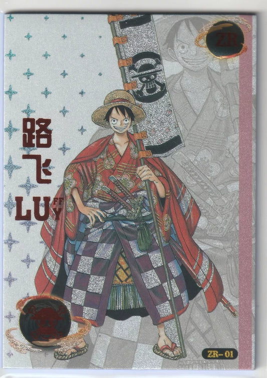 One Piece Anime Card ZR-01 Thick Stock Glitter Foil Kimono Monkey D Luffy 78/168