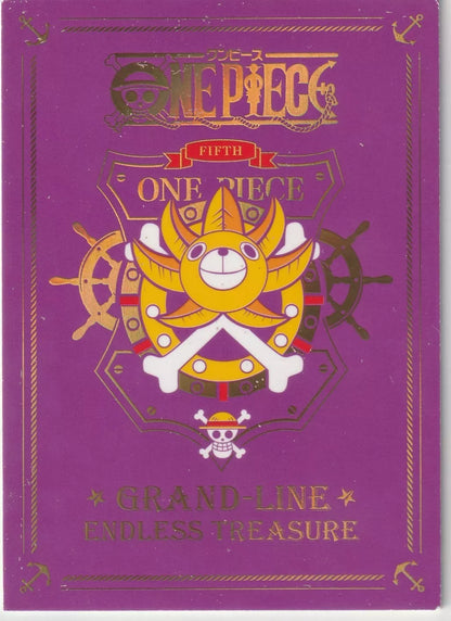 One Piece Endless Treasure 5 SP-023 Nefertari Vivi Cracked Ice Short Print Back – Grand Line Endless Treasure logo with gold highlights on a purple background