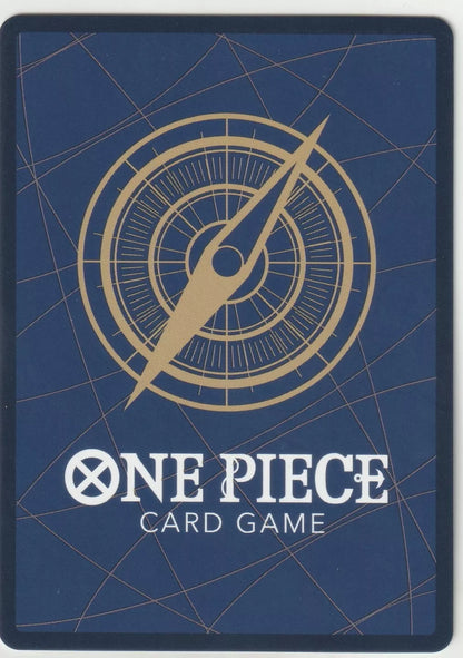 The back of a One Piece TCG card featuring a golden compass on a navy blue background.