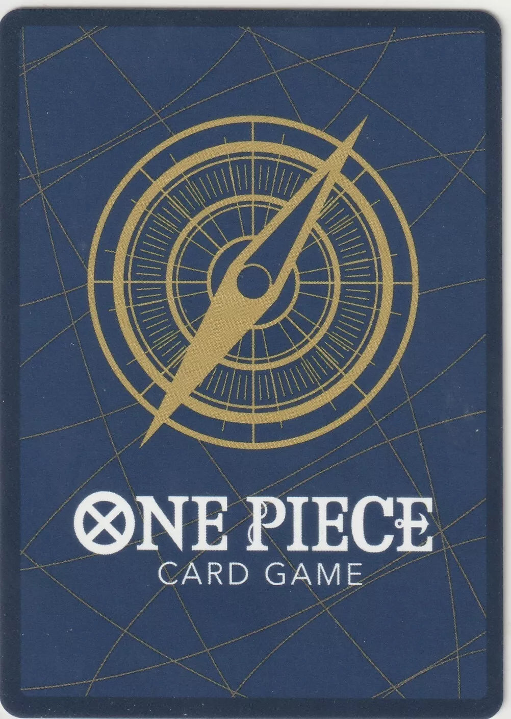 Back of a One Piece TCG card with golden compass on blue background.