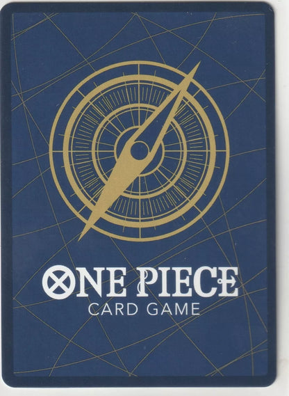 Back of a One Piece TCG card with a golden compass on a blue background.