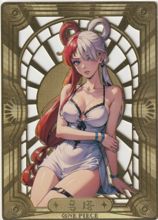 One Piece Waifu Collection - Metal Gold Plate Die Cut Uta Sexy Waifu Card