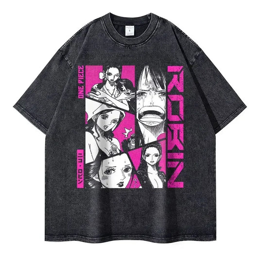 Vintage Washed Nico Robin Oversized T-Shirt - One Piece Anime Streetwear