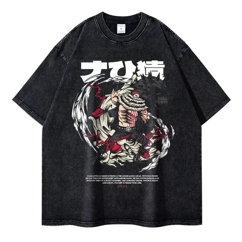 Vintage Washed Charlotte Katakuri Oversized T-Shirt - One Piece Anime Streetwear