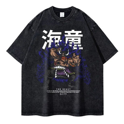 Vintage Washed Kaidou Oversized T-Shirt - One Piece Anime Streetwear