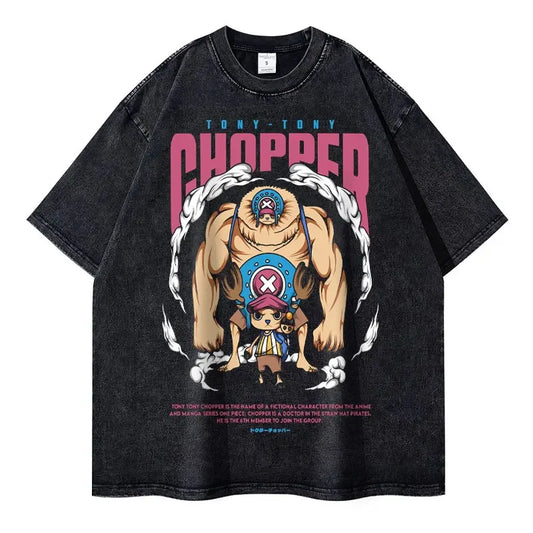 Vintage Washed Tony Tony Chopper Oversized T-Shirt - One Piece Anime Streetwear