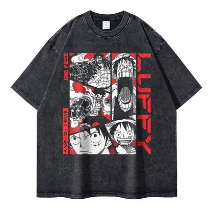 Vintage Washed Monkey D Luffy Oversized T-Shirt - One Piece Anime Streetwear