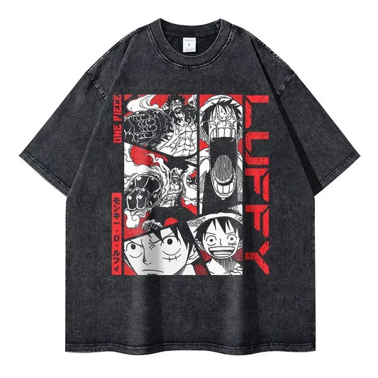 Vintage Washed Monkey D Luffy Oversized T-Shirt - One Piece Anime Streetwear