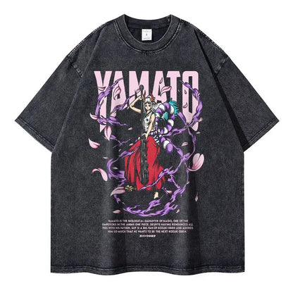 Vintage Washed Yamato Oversized T-Shirt - One Piece Anime Streetwear