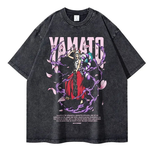 Vintage Washed Yamato Oversized T-Shirt - One Piece Anime Streetwear