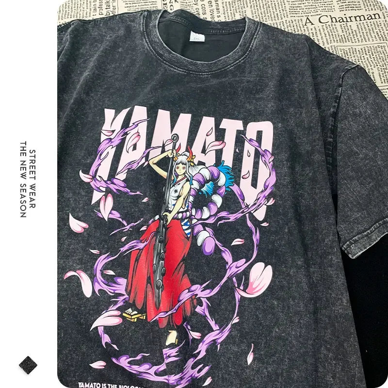 Vintage Washed Charlotte Katakuri Oversized T-Shirt - One Piece Anime Streetwear