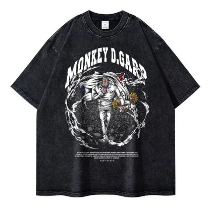 Vintage Washed Monkey D Garp Oversized T-Shirt - One Piece Anime Streetwear