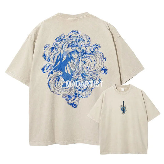 Vintage Washed Yoriichi Tsugikuni Two Sided Oversized T-Shirt - Demon Slayer Anime Streetwear