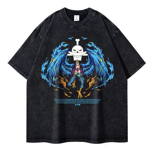 Vintage Washed Marco Oversized T-Shirt - One Piece Anime Streetwear