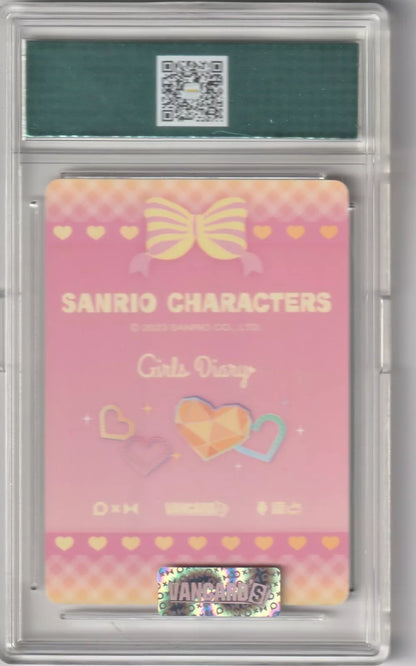 The back features a pink background with a yellow-striped bow at the top and multicolored sparkling hearts below the text "Girls Diary." in case