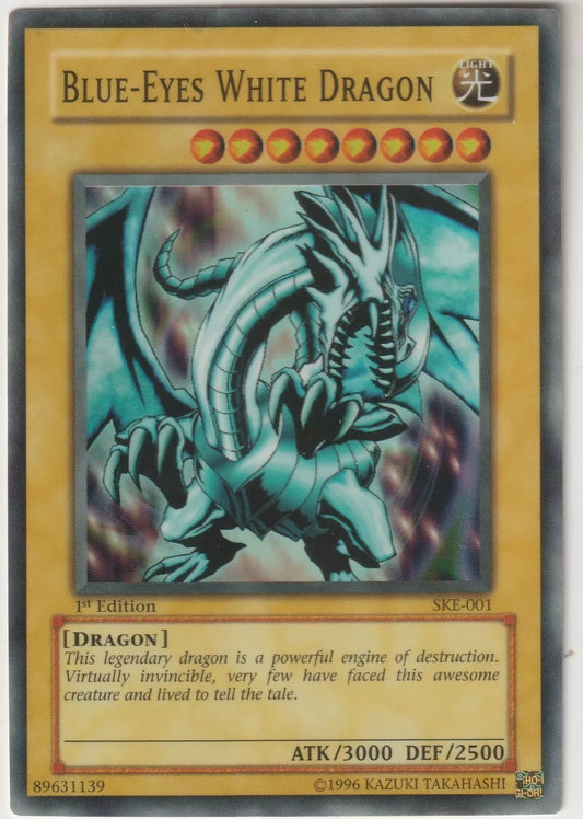 Near-mint Yu-Gi-Oh! Blue-Eyes White Dragon SKE-001 front from Starter Deck Kaiba Evolution.