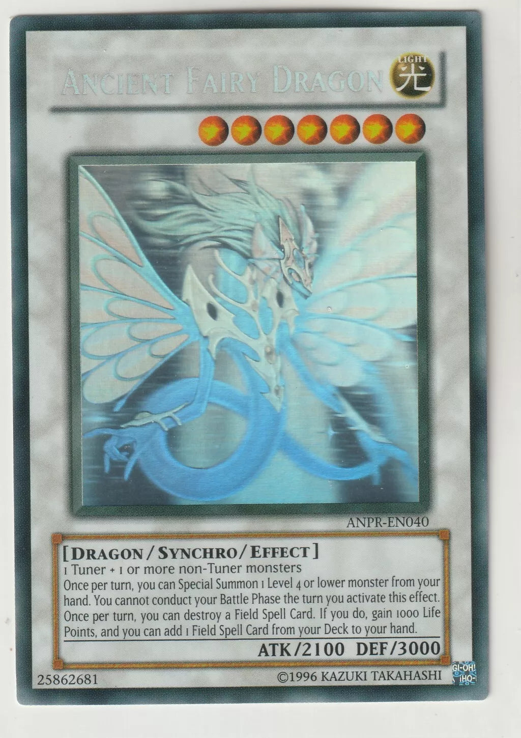 Ancient Fairy Dragon ghost rare holographic design, near-mint.