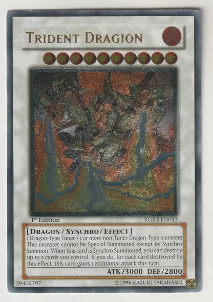 Yu-Gi-Oh! Raging Battle 1st Edition RGBT-EN043 Trident Dragion Ultimate Rare NM Front.