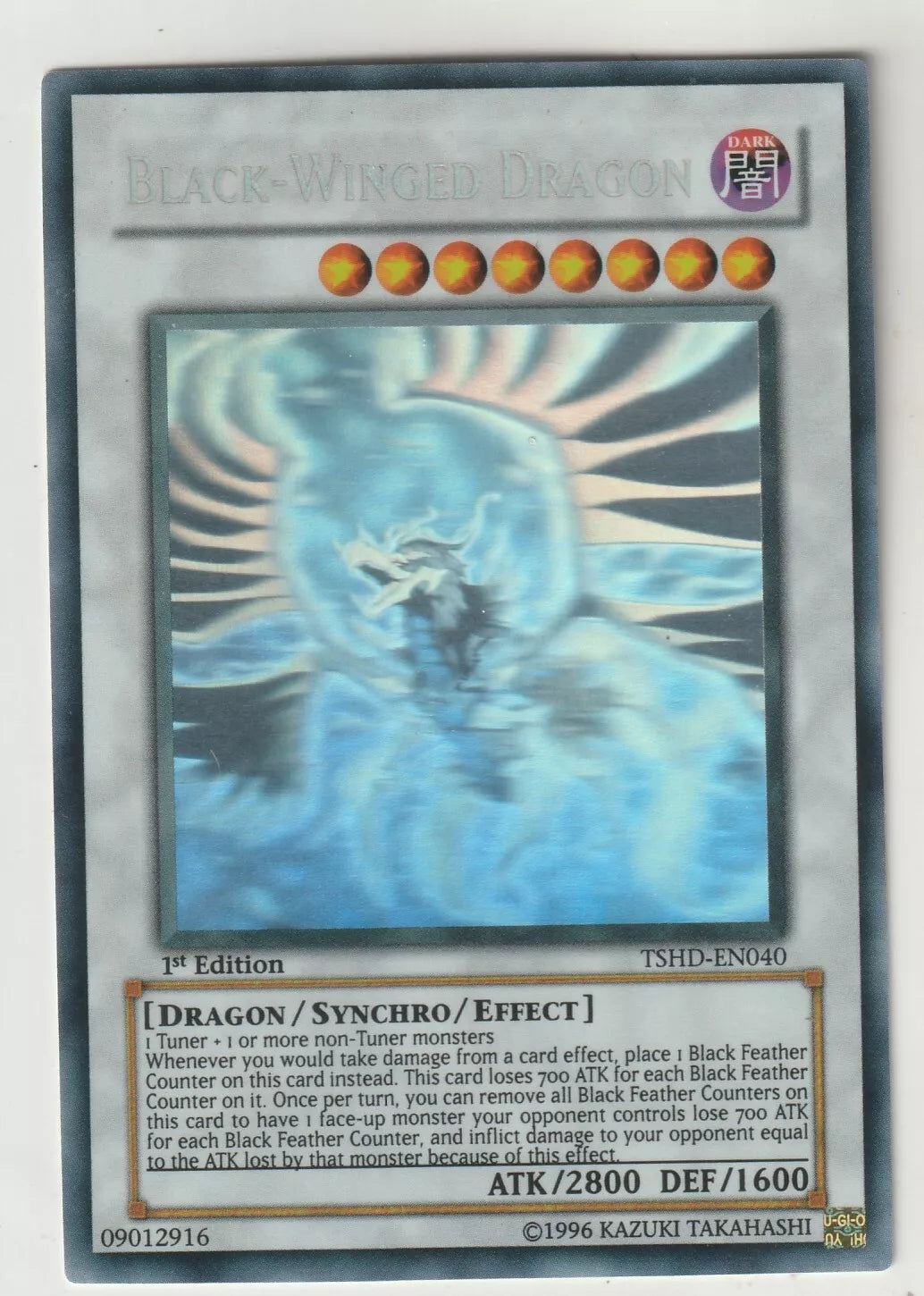 Yu-Gi-Oh! The Shining Darkness Ghost Rare Black-Winged Dragon TSHD-EN040 front.