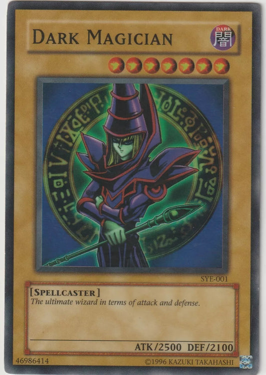 "Dark Magician card from Yu-Gi-Oh! 2003 Starter Deck Yugi Evolution featuring a mystical spellcaster in blue and purple robes."